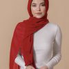 bright red georgette hijab